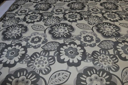 grey cream upholstery fabric retro flower robust flat weave idea for sofa - Image 4