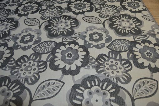 grey cream upholstery fabric retro flower robust flat weave idea for sofa - Image 5