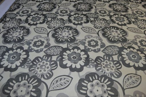 grey cream upholstery fabric retro flower robust flat weave idea for sofa