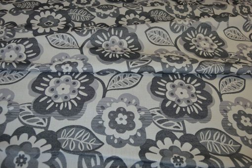 grey cream upholstery fabric retro flower robust flat weave idea for sofa - Image 7