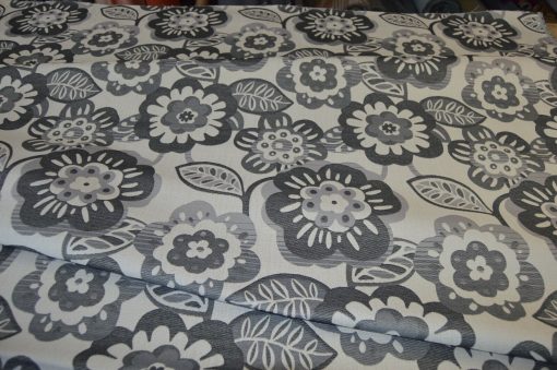 grey cream upholstery fabric retro flower robust flat weave idea for sofa - Image 9