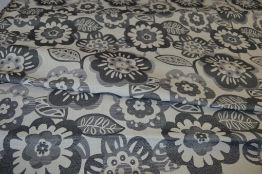 grey cream upholstery fabric retro flower robust flat weave idea for sofa - Image 10
