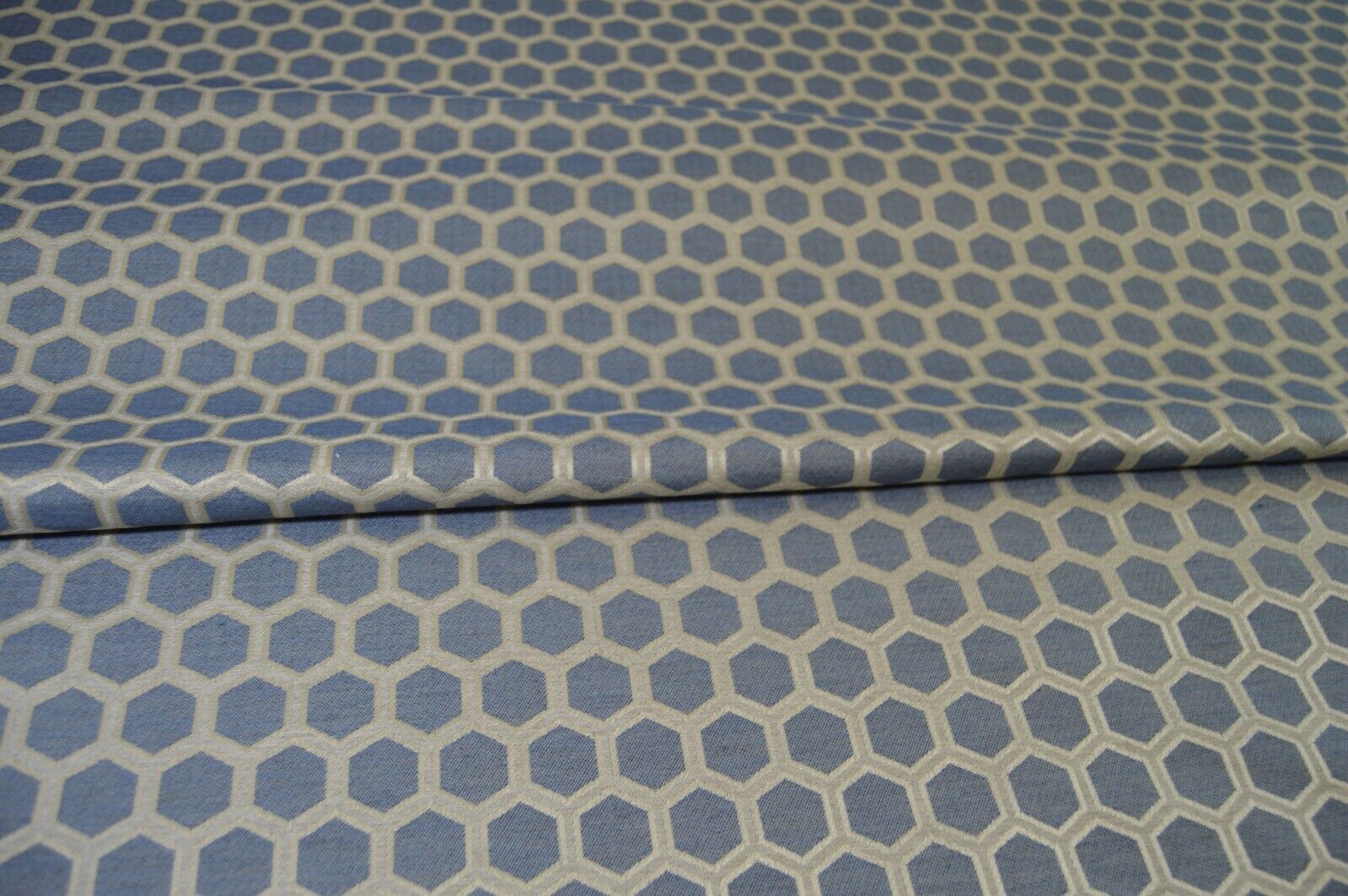 upholstery fabric blue silver honey comb design flat weave material robust - Image 6