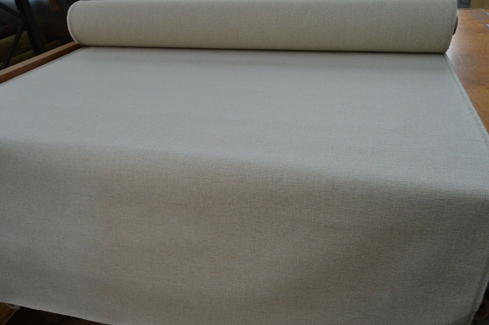 upholstery fabric cream metallic glittery silver fleck chenille robust durable - Image 11