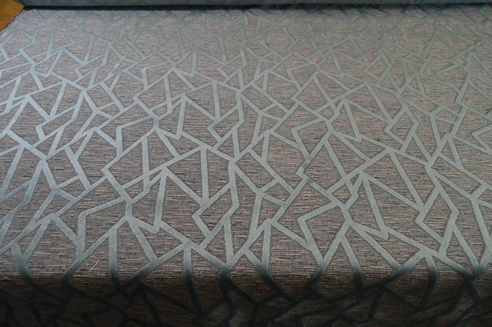 upholstery fabric embossed duck egg velvet geometric grey silver chenille robust - Image 4