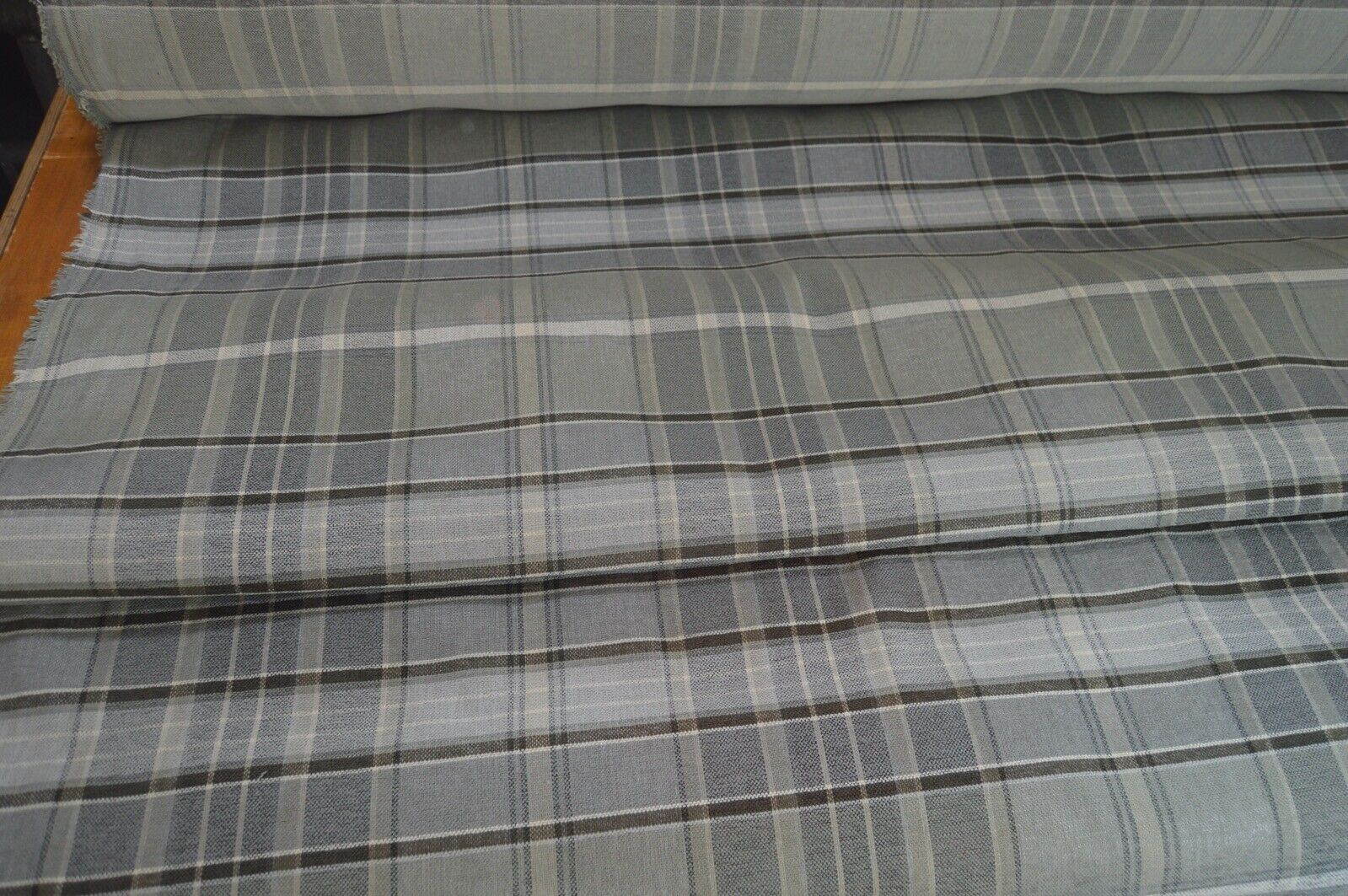upholstery fabric grey brown beige checked chenille robust durble material - Image 4