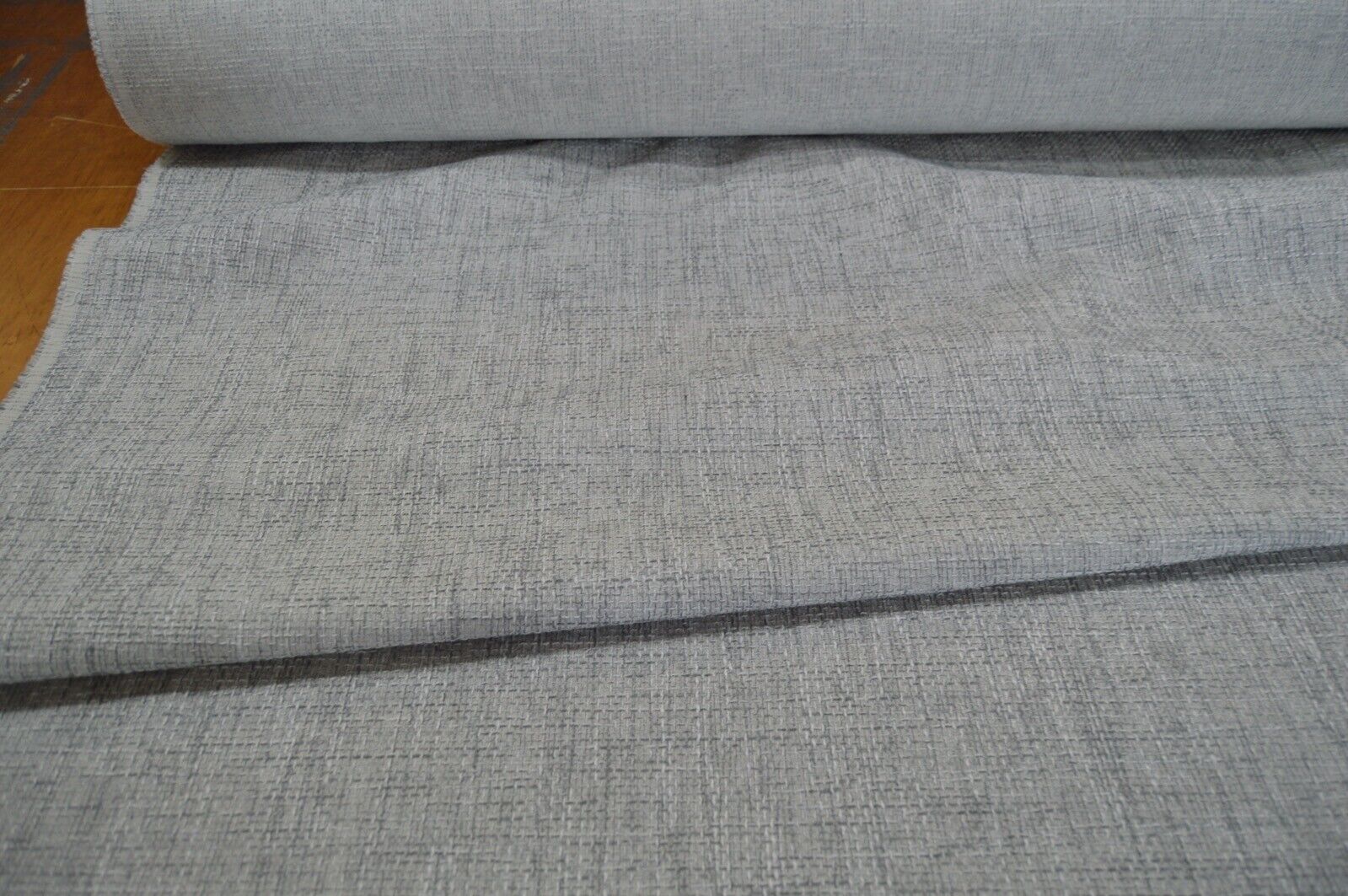 upholstery fabric silver and cream fleck basket weave robust durable - Image 4