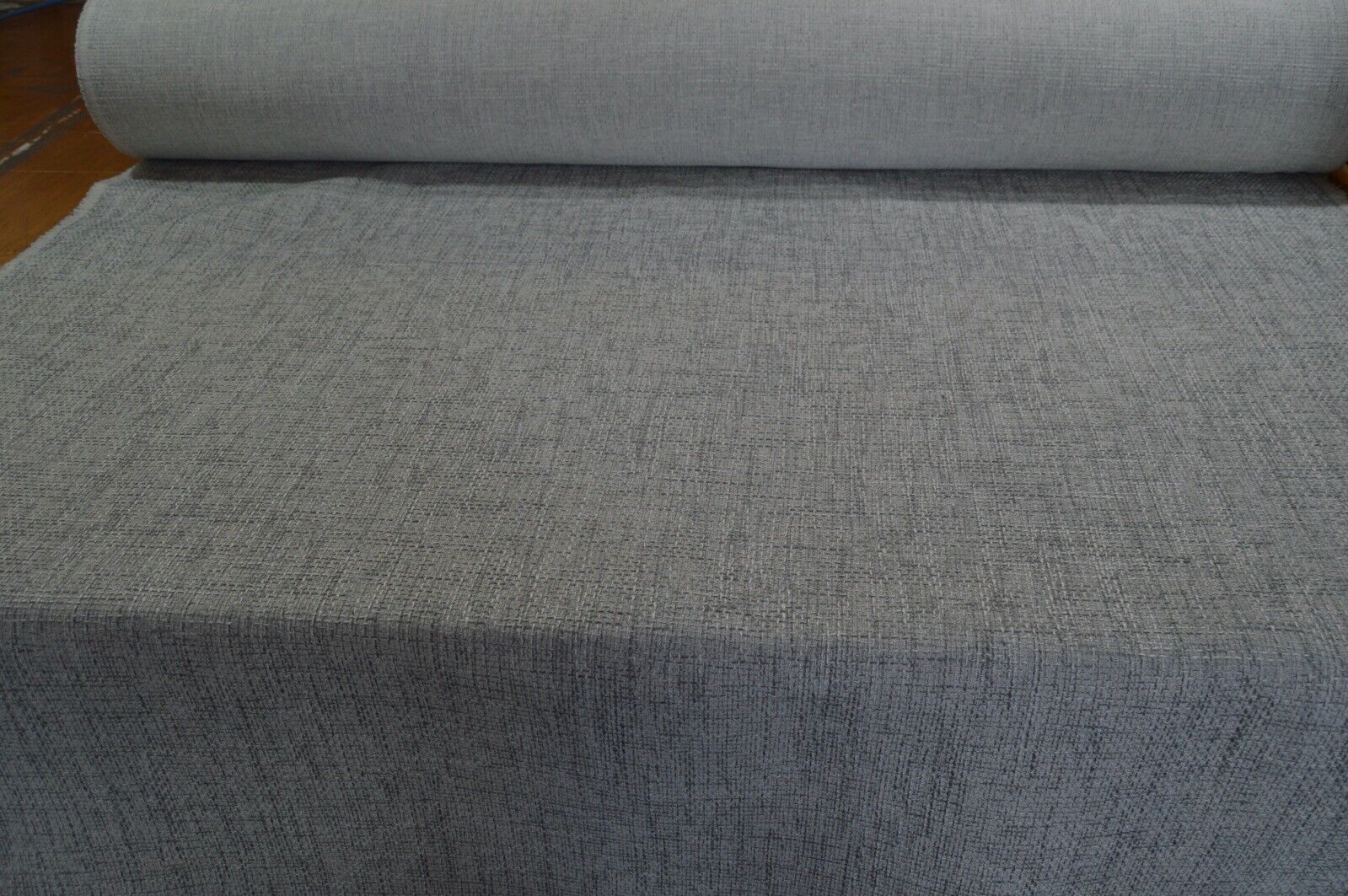 upholstery fabric silver and cream fleck basket weave robust durable - Image 5