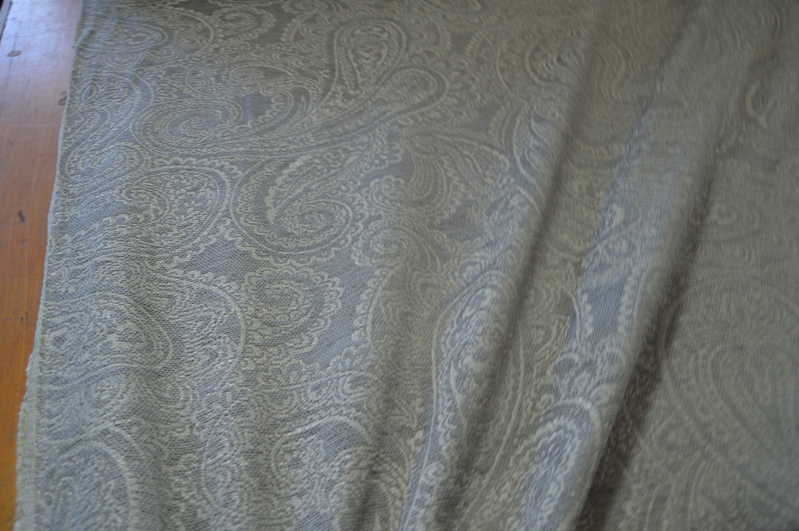 upholstery fabric silver grey cream paisley pattern weave - Image 3