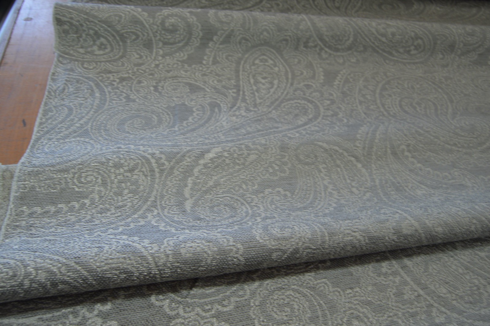 upholstery fabric silver grey cream paisley pattern weave - Image 5